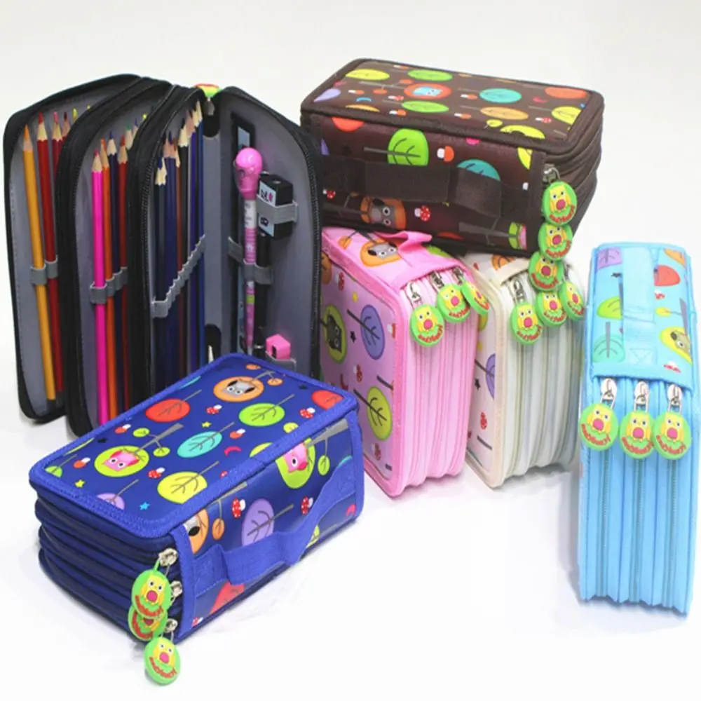 

with Zipper Pencil Case Portable 72 Holes Large Capacity Pencil Bags Water-proof PU Stationery Organizer Teenager