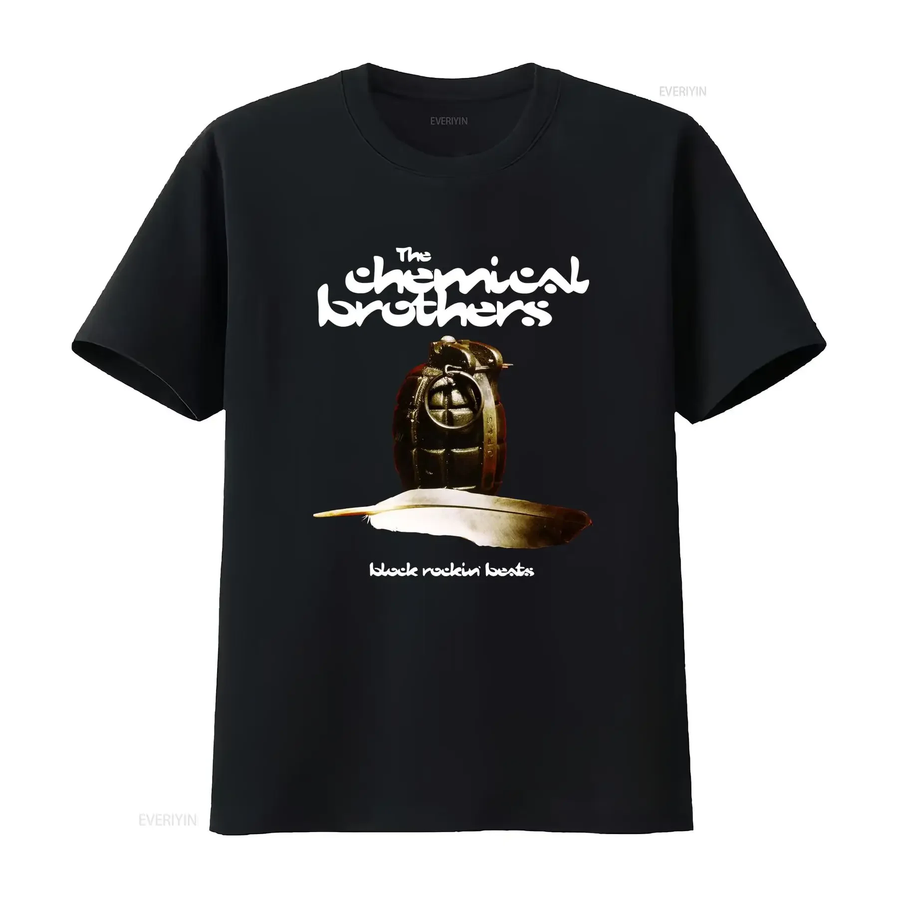 Фото Футболка Chemical Brothers в стиле электронной музыки (брейк-бит, бигбит, рок), с длинными или короткими рукавами, винтажная, с эффектом потертости, слегка растянутая. №1