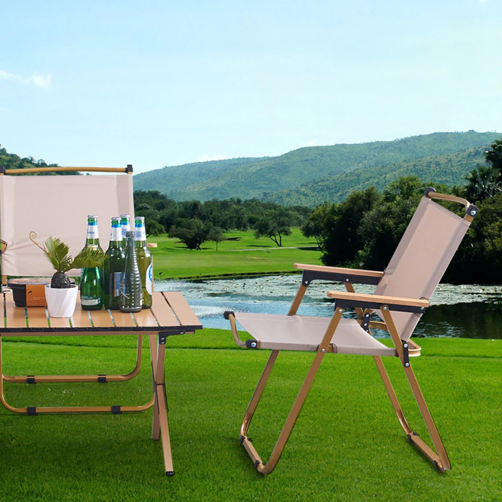 Бежевый черный стул для кемпинга портативный уличный складной из алюминиевого