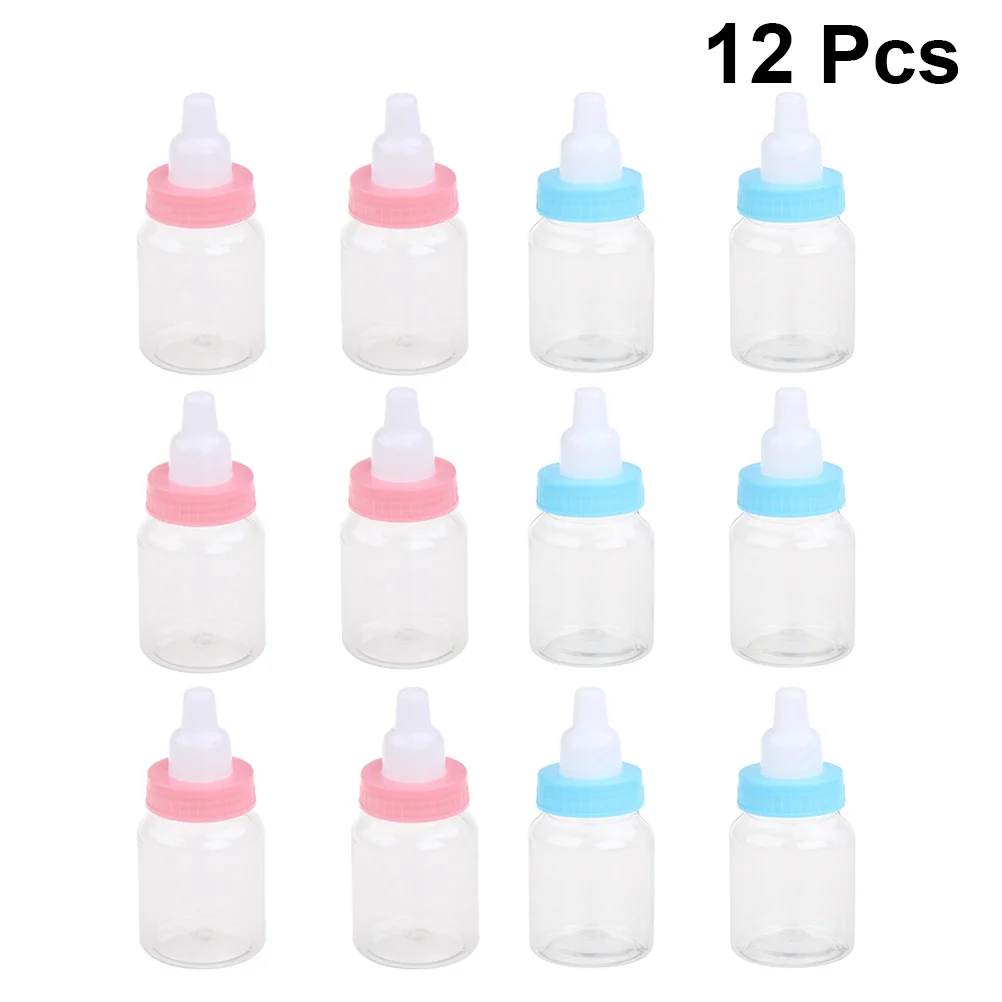 

12pcs Bottle Transparent Plastic Mini Party Supplies Feeding Bottle Nursing Bottle Gift Box for Baby Party