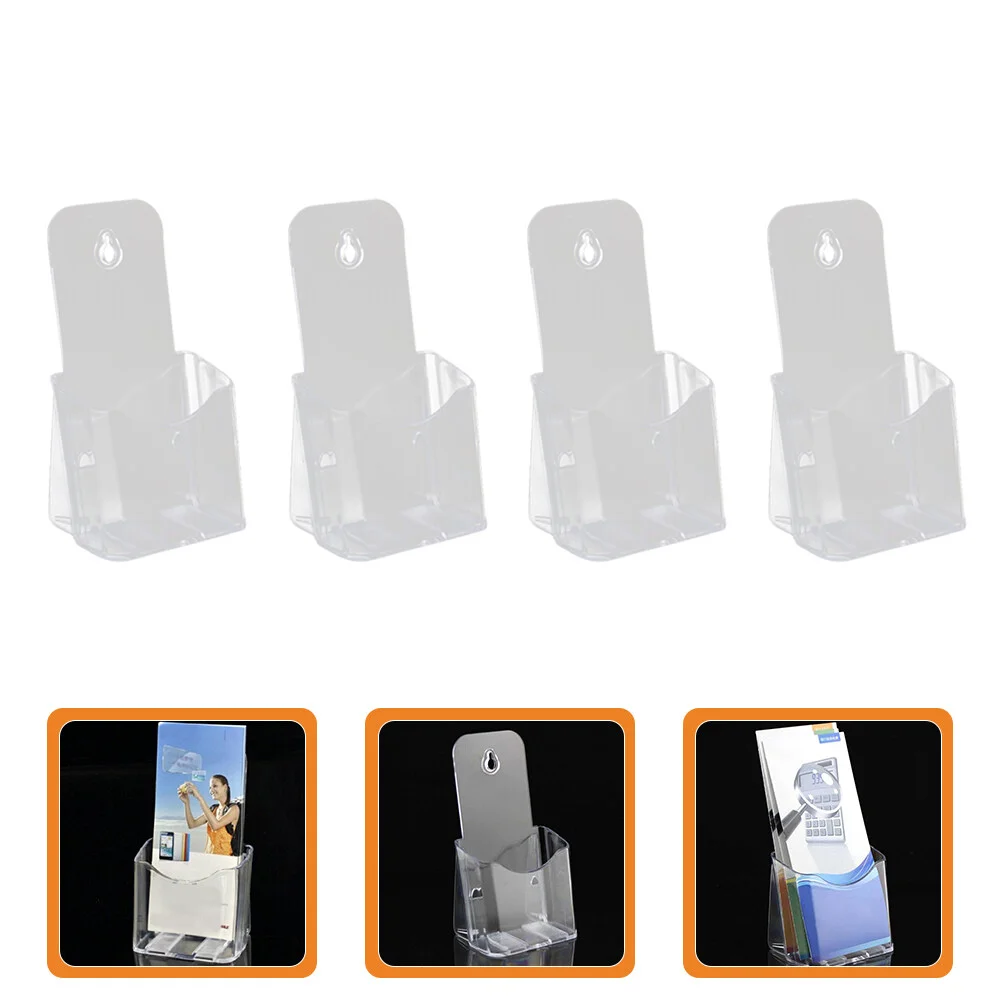 

4pcs Clear Acrylic Plastic Display Standss Brochure Stand Literature Holder Countertop Organizer Flyer Display Stand for Vendors