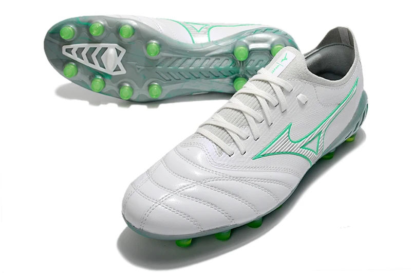Original Mizuno Creation MORELIA NEO III Knitting FG Men's Shoes Sneakers Mizuno Outdoor Sports Shoes White/Green Size Eur 40-45