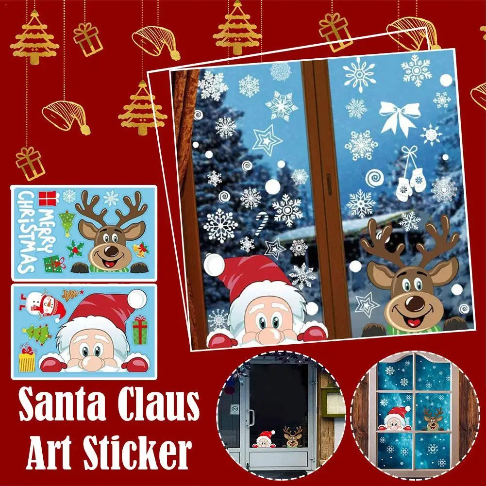 

Christmas Window Sticker PVC Snowflake Santa Claus Elk Glass Sticker Merry Christmas Atmosphere Home Decorations Supplies