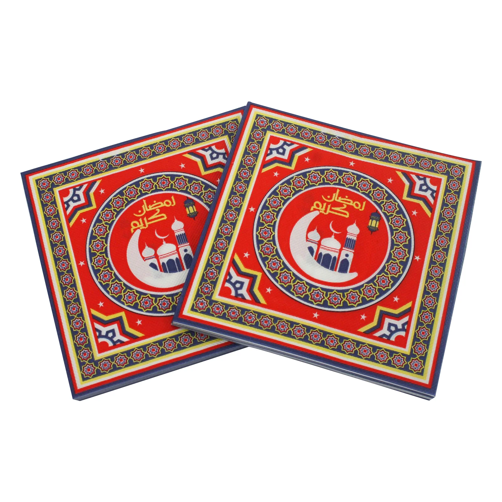

20 Pcs Eid Replaceable Paper Napkins Unique Ramadan Lantern Moon Patterns Paper Tissue For Muslim Party Eid Decorations Holiday