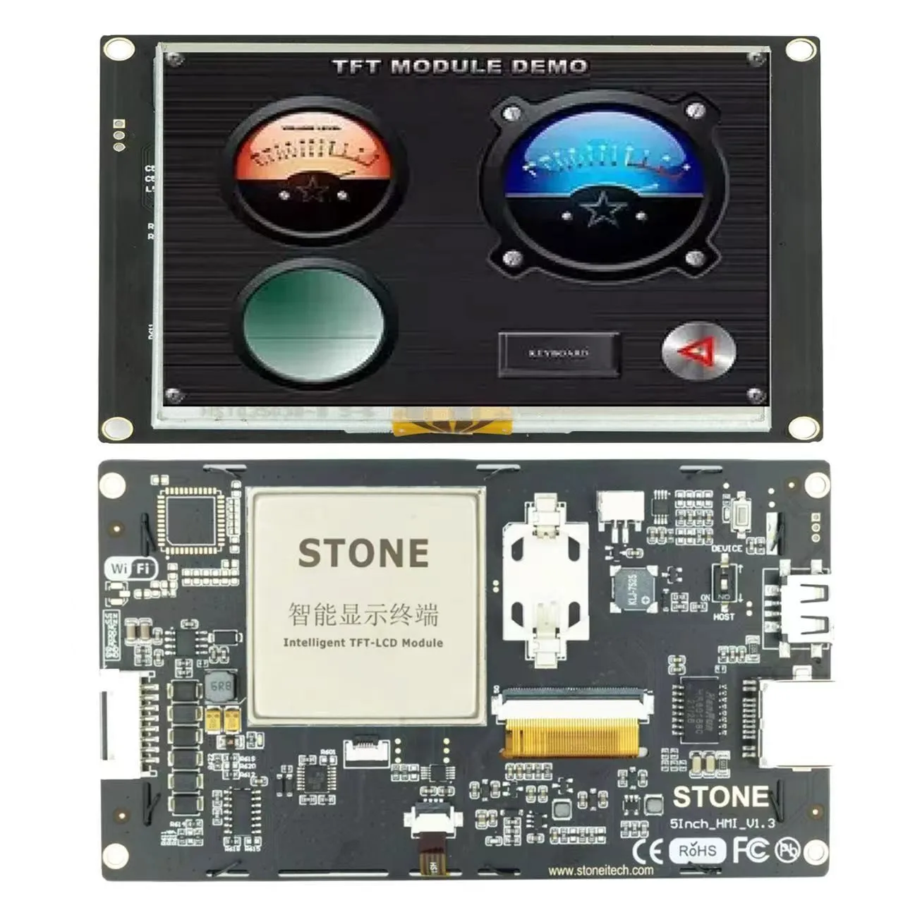 5 Inch LCD-TFT HMI Display Module Intelligent Series RS232/TTL Resistive Touch Panel for Industrial Equipment Control