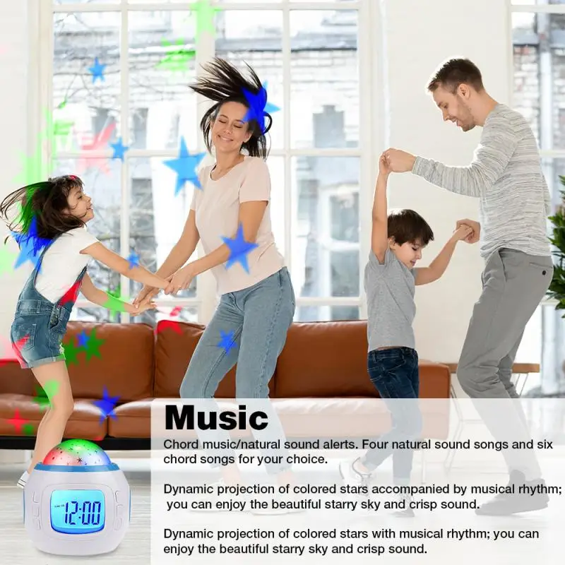 

Dream Musicstarry Sky Projection Lights Alarm Clock Creative Children's Alarm Clock Night Light For Study Room Bedroom Office