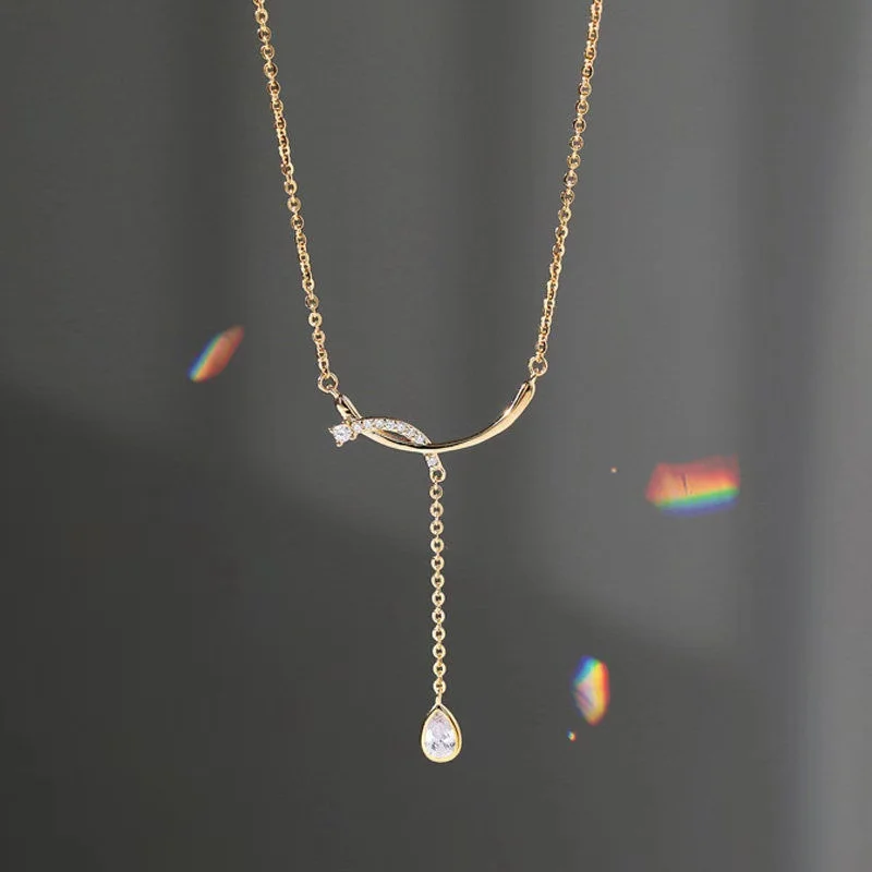 

925 Sterling Silver Ladies Amphibole Geometric Curve Necklace Simple Luxury High Quality Jewelry 100% Banquet Party