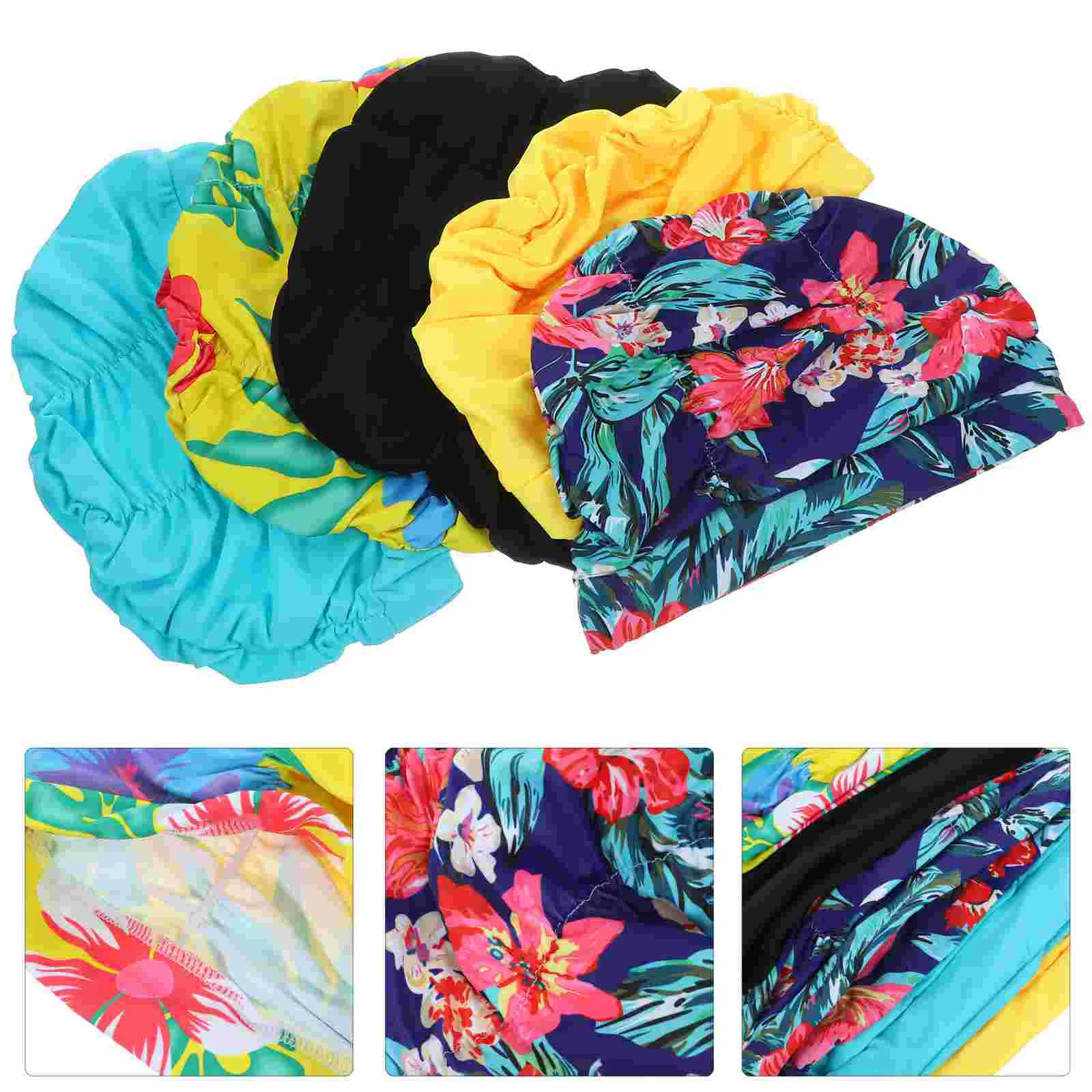 

5 Pcs Portable Swim Hats Cap Long Hair Women Caps Cloth Swimming Large Nylon Girls Women's