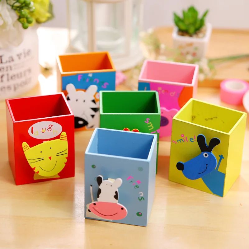 

Note Clip Creative Stationery Wooden Cute Painted Animal Pen Holder