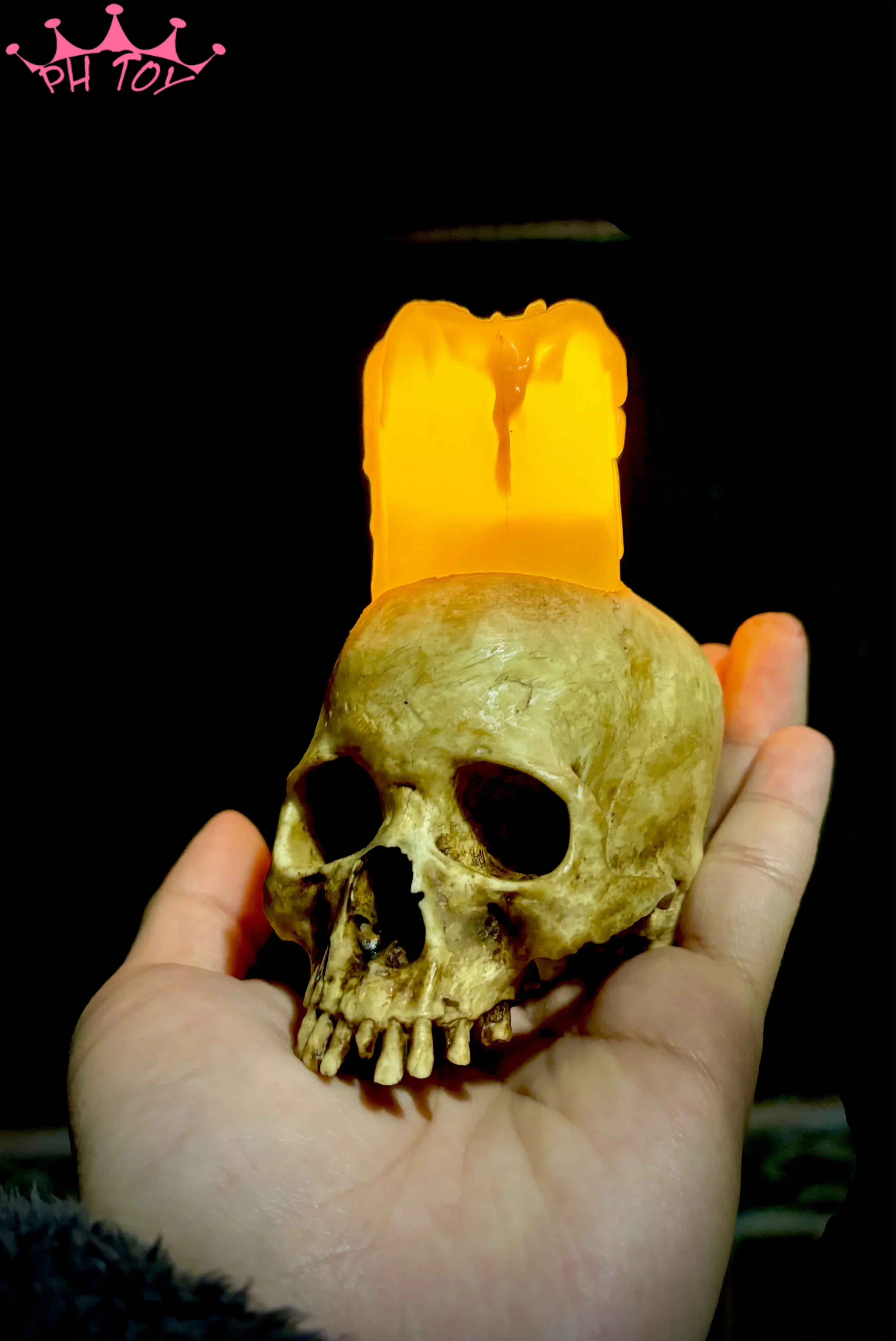 Череп Свеча Подсвечник Модель Голова Лампа Сцена Аксессуар Украшение Смола