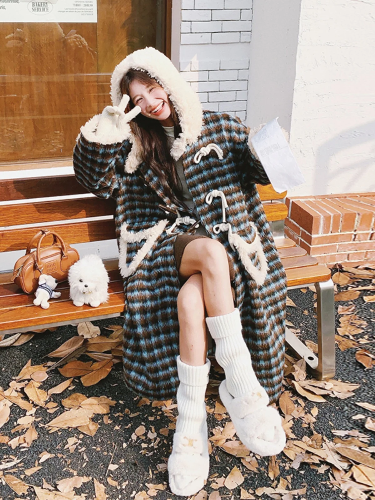 Женская шерстяная куртка в стиле пэчворк из овечьей шерсти средней длины осень и