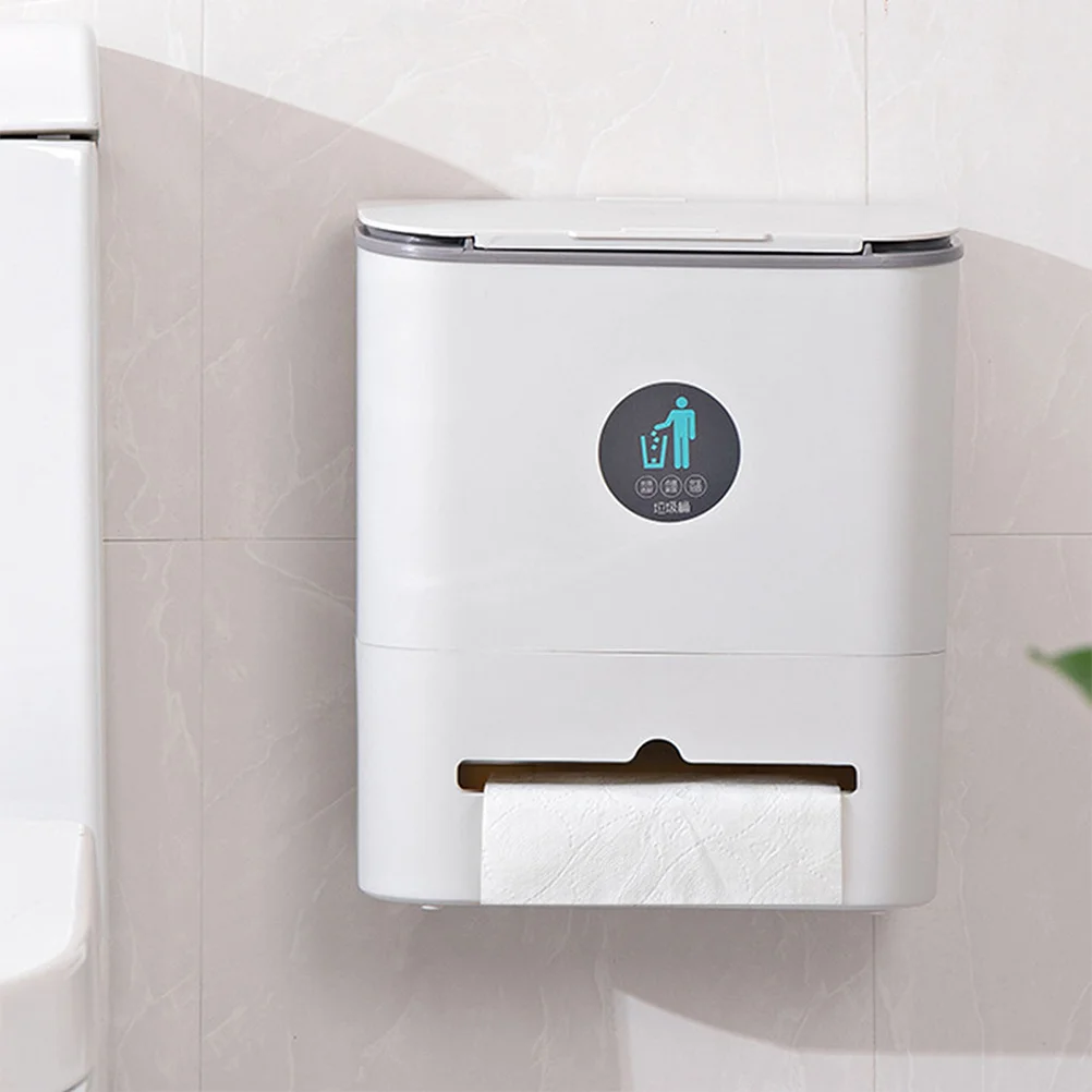 

Bin Can Garbage Trash Kitchen Hanging Wall Rubbish Waste Mount Bathroom Lid Toilet Paper Holder Small Tissue Dispensercontainer