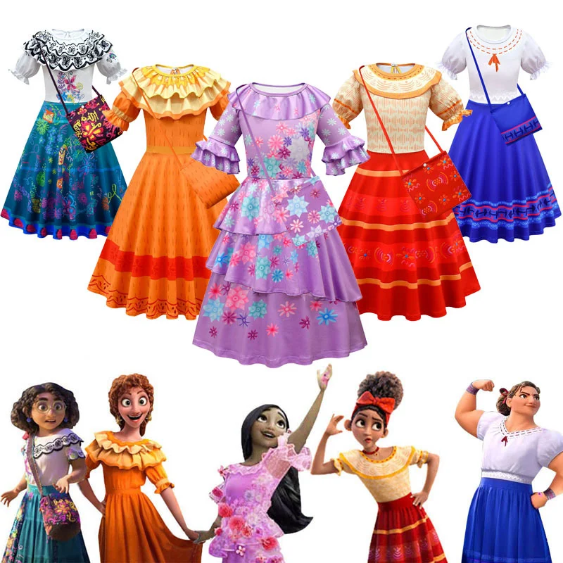 

2022 encanto long skirt Madrigal Cosplay Louisa dress Costume Girl Fancy Dresses for Carnival Halloween Christmas Princess Dress