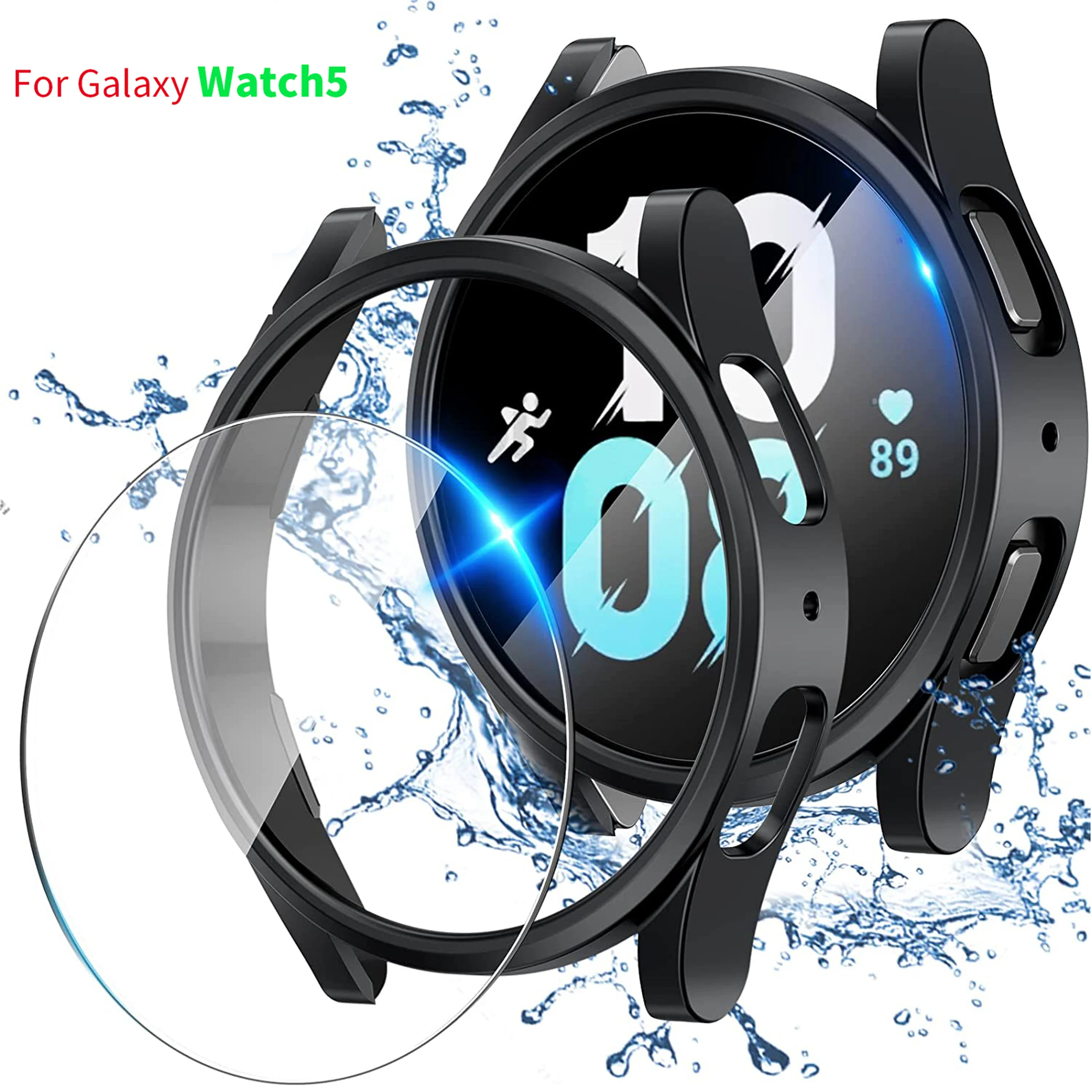 

Стекло и чехол для Samsung Galaxy Watch 5 40 мм 44 мм, чехол-бампер из поликарбоната, всесторонняя защита экрана для Galaxy watch 5 44 мм, чехол для часов