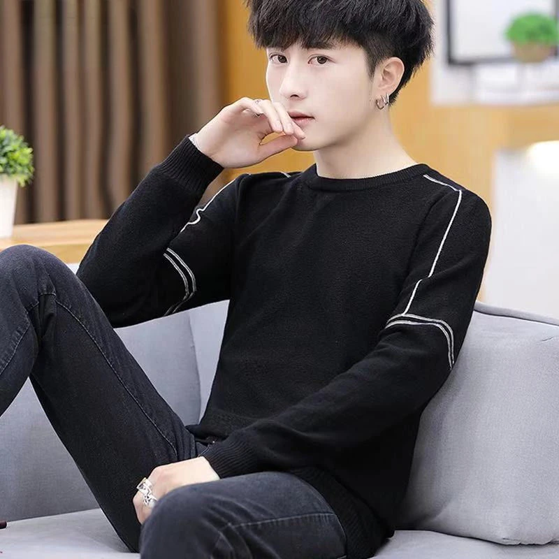 

Autumn and Winter Fashion Men's Knitted Sweater Round Neck Casual Pullover Trendy Men's Classic Sweaters Bottoming Shirt E457