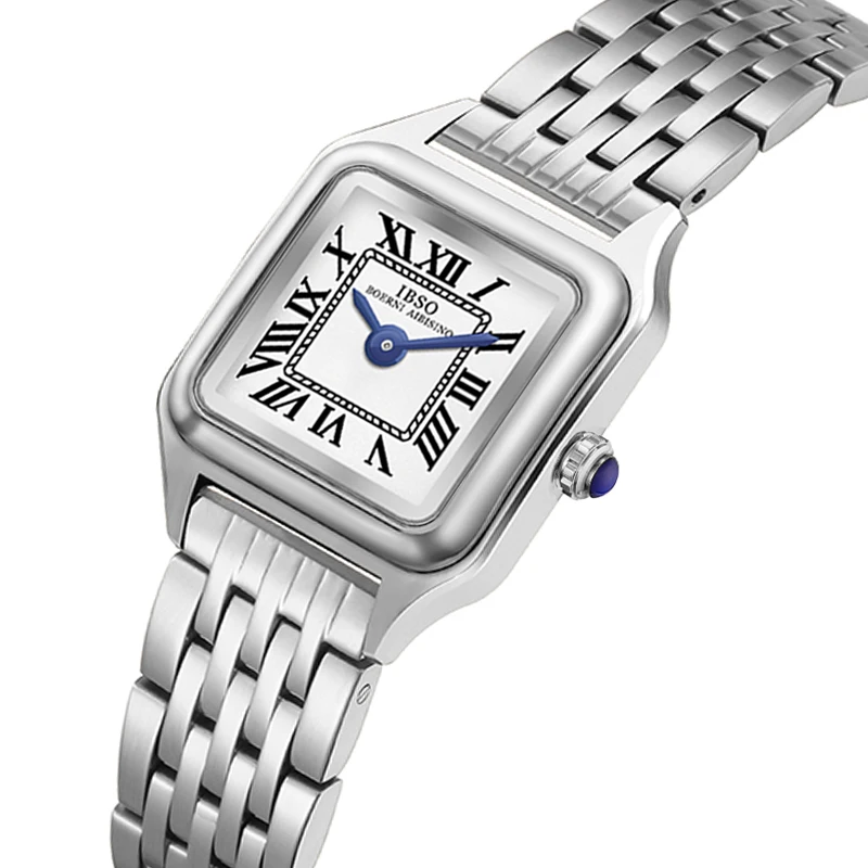 Модные женские квадратные часы стальные серебряные водонепроницаемые