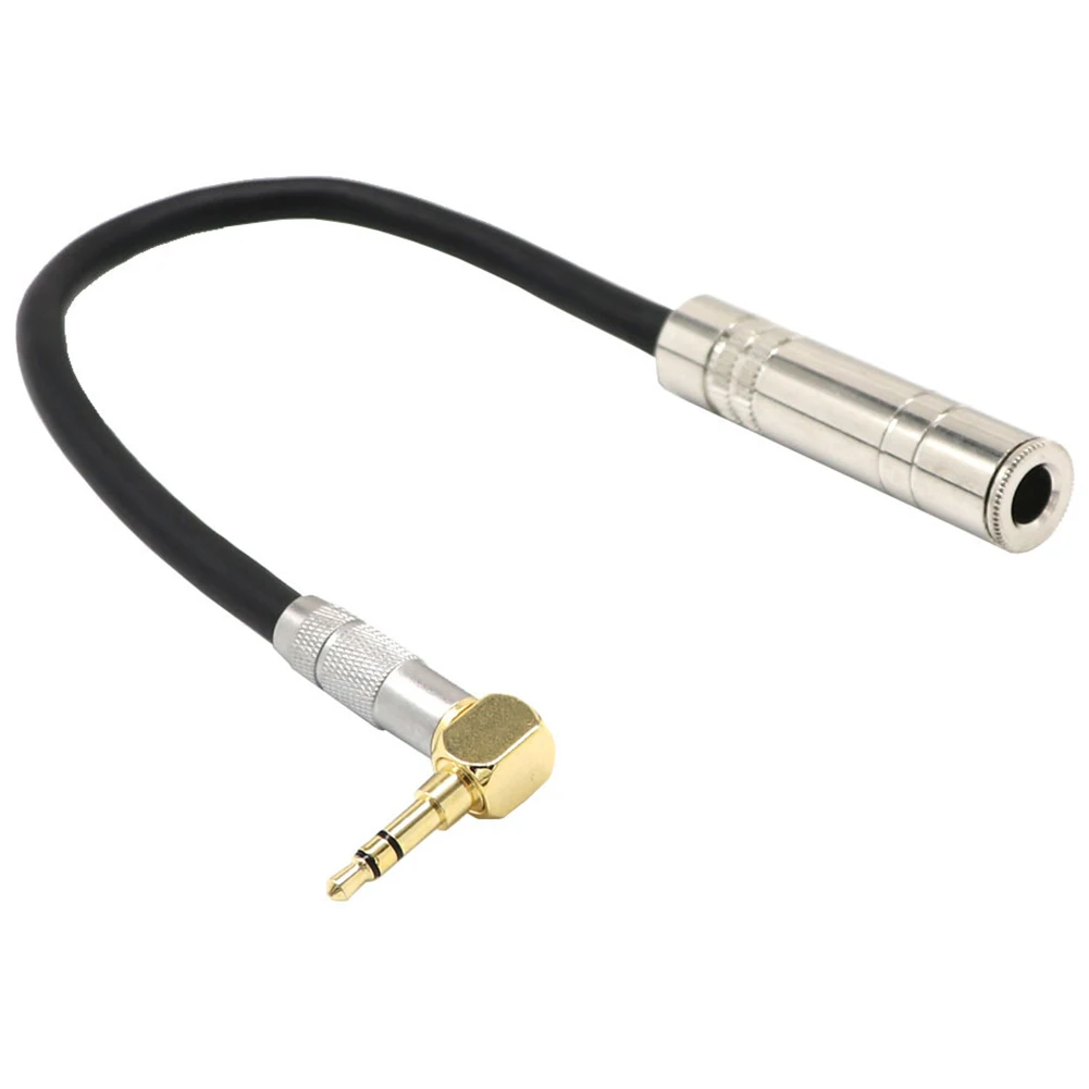 

6.35 Female Stereo to 3.5 Male Plug Jack Stereo Hifi Mic Audio Extension Cable Short 90 Degree Angled Audio Line cable