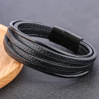 wholesale new fashion leather bracelet alloy woven mens