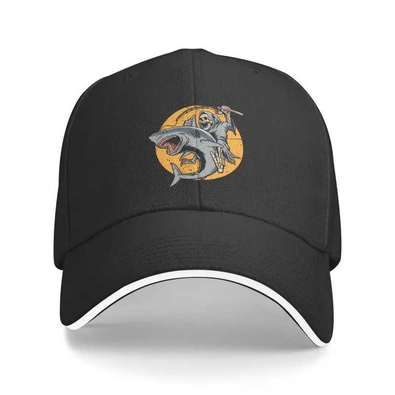 

Custom Grim Reaper Fishing Fisherman Skull Skeleton Baseball Cap Sports Women Men's Adjustable Dad Hat Autumn