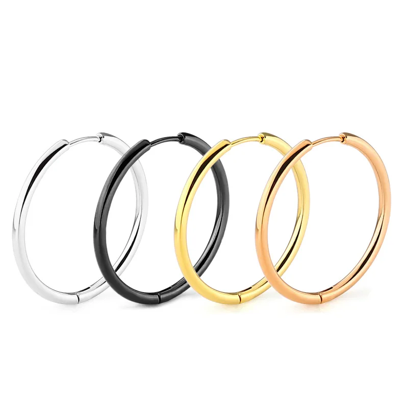 

Trend Fashion Titanium Steel Round Earrings Exaggerated Stainless Steel Circle Line Big Earrings Trinkets