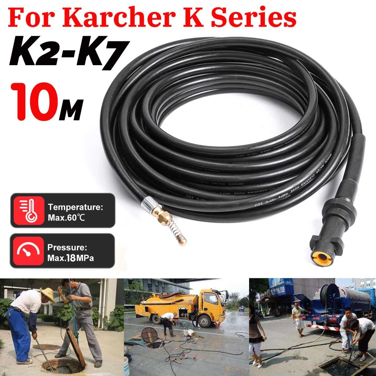 

6-20m High Pressure Washer Hose Pipe Cord Car Washer Water Cleaning Extension Hose Water Hose for K Series Pressure Cleaner