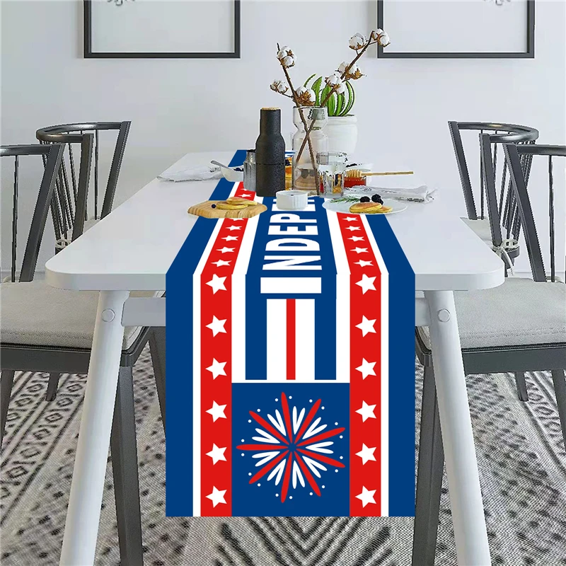 American Independence Day Decoration Table Runner Statue of Liberty Home Decor Cloth Party White Red Blue Color Tablecloth