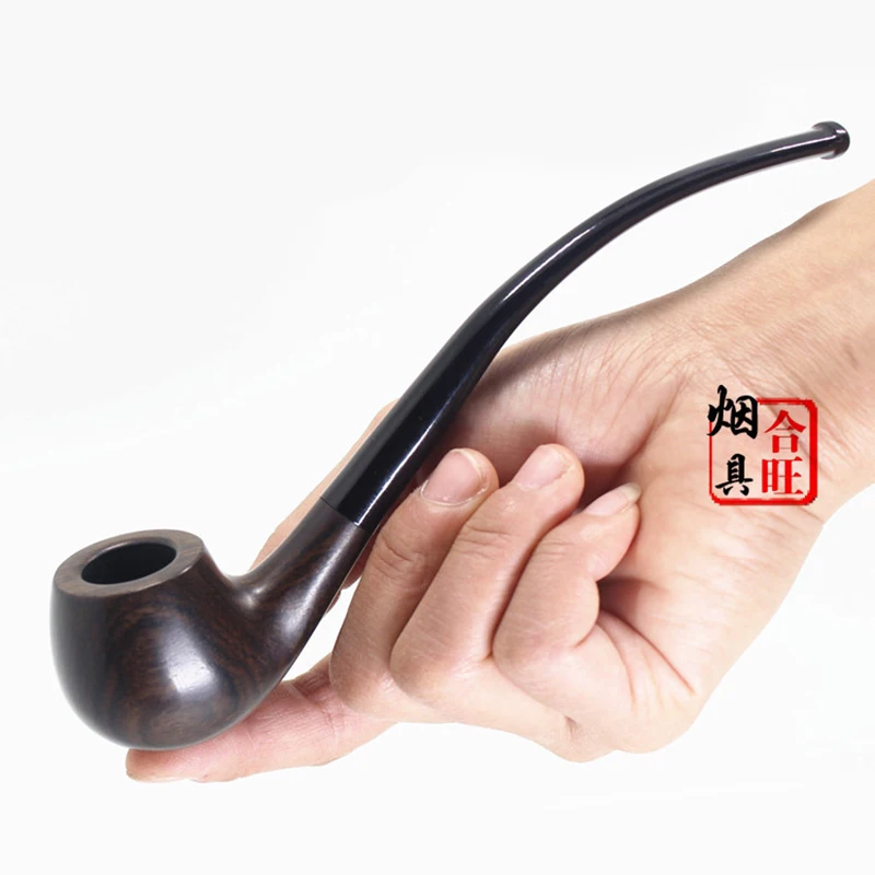 Ebony Wood Pipes for Smoking Bent Type Pipe Accessory Carving Pipes Smoke Tobacco Cigarette Acrylic Holder Oil Burner Pipe images - 6