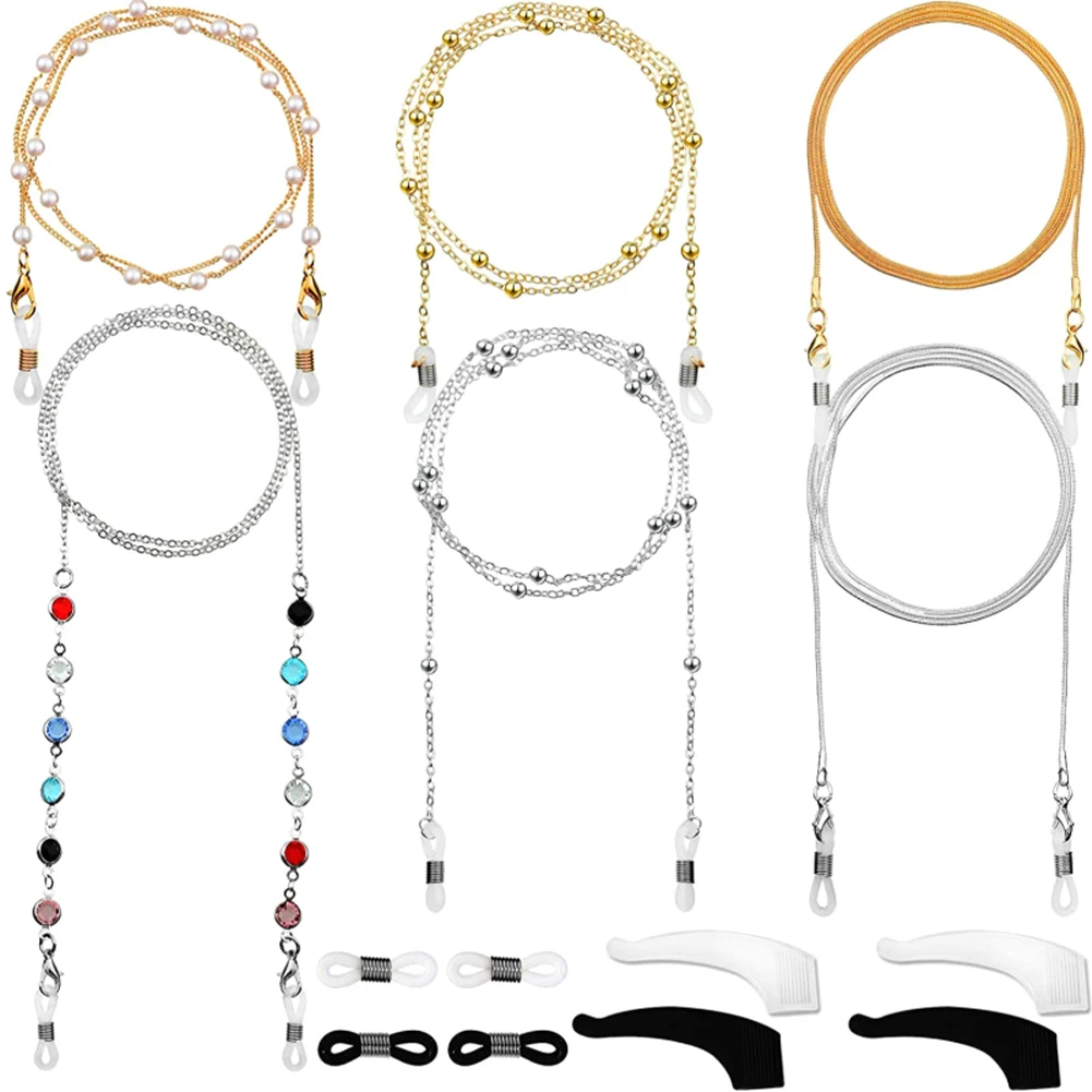 

6pcs Adult Non Slip Circle With Hook Lightweight Eyewear Decoration Lanyard Eyeglass Chain Set Outdoor Glasses Strap Portable