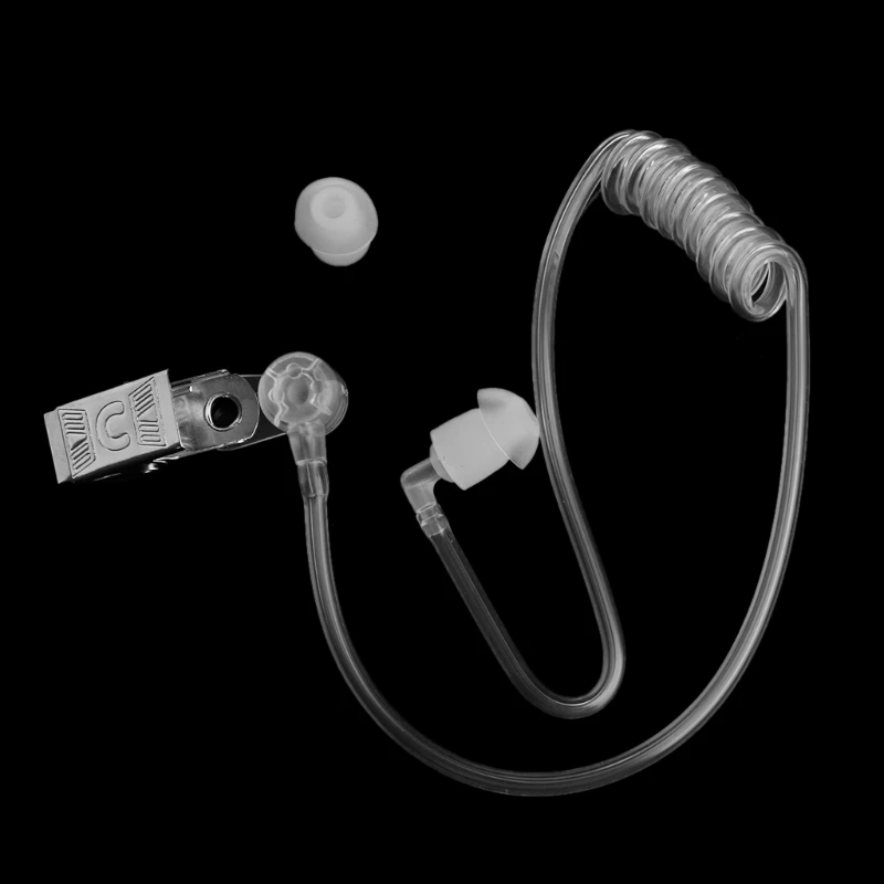

Coil Acoustic Air Tube With Metal Clip Replacement For Radio Earpiece Headset