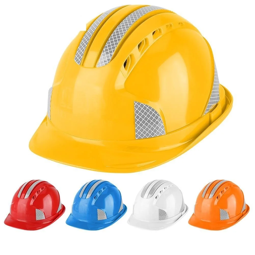 

2022 Рабочая защитная крышка для строительной площадки проветриваемая твердая крышка из АБС-пластика Светоотражающая полоса защитный шлем