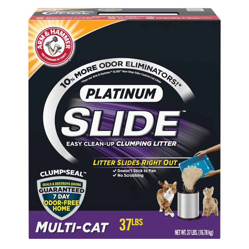 

Arm Hammer SLIDE Easy Clean, Clumping Litter, Multi-Cat, 37 lbs Perfect for Family Cats.
