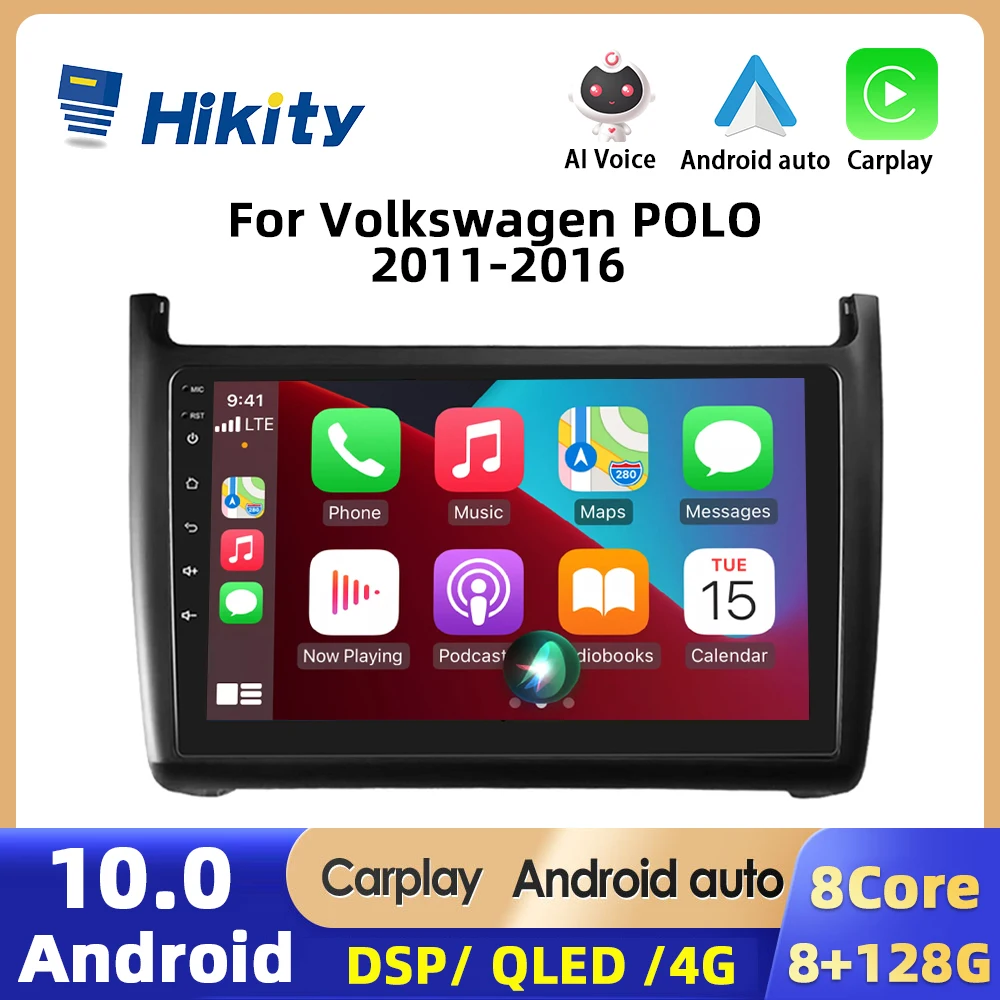 

Hikity Android10 2din Car Radio For Volkswagen POLO 2011-2016 9'' Car Multimedia Player Navigation GPS WIFI 8Core DSP 8+128G