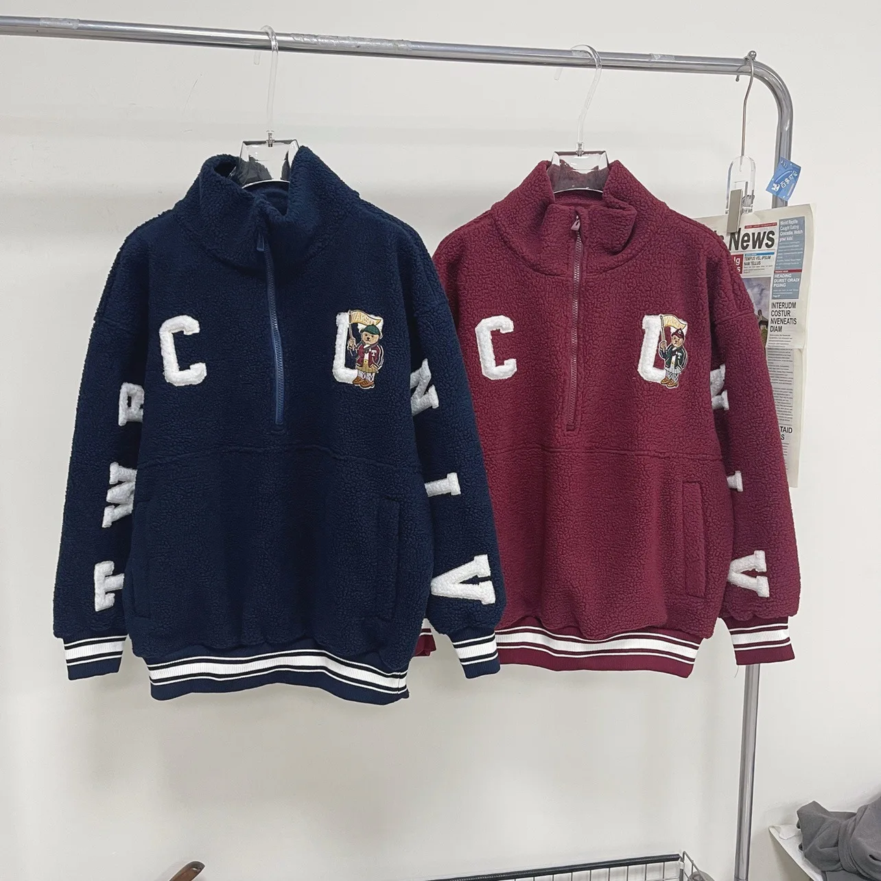 

Толстая теплая толстовка из флисовой ткани, зимний свитшот с буквенной вышивкой, свободные повседневные топы на молнии, одежда для детей 15-25 лет