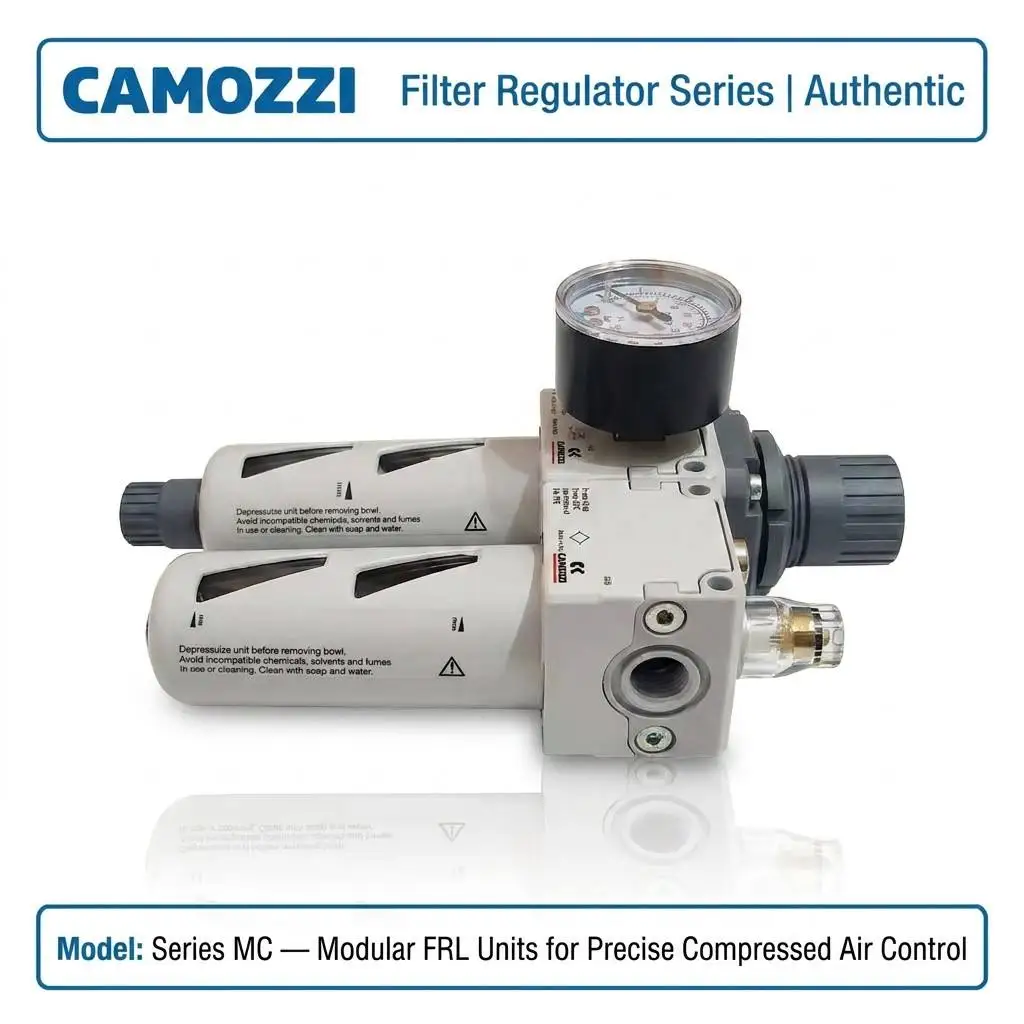 Фото Новый фильтр-регулятор Camozzi MC104-D00 G1/4 25 мкм для подготовки пневматического воздуха, итальянское качество MC104-D00 №2