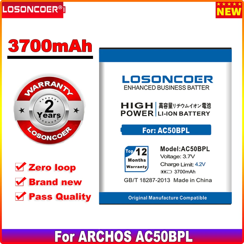 

LOSONCOER 3700mAh High Quality Battery for ARCHOS AC50BPL Battery