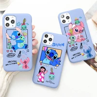cute lovely stitch angel and scrump phone case for iphone 13 12 mini 11 pro max x xr xs 8 7 6s plus candy purple silicone cover