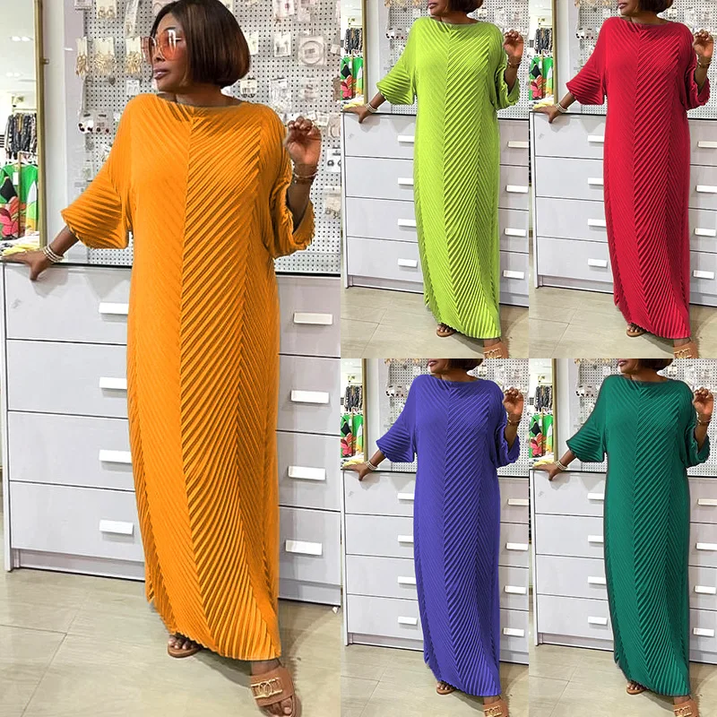 

African Dashiki Abaya Pleated Maxi Dress Kimono Cardigan Mujer Hijab Muslim Ramadan Eid Jilbab Caftan Turkish Islam Clothing