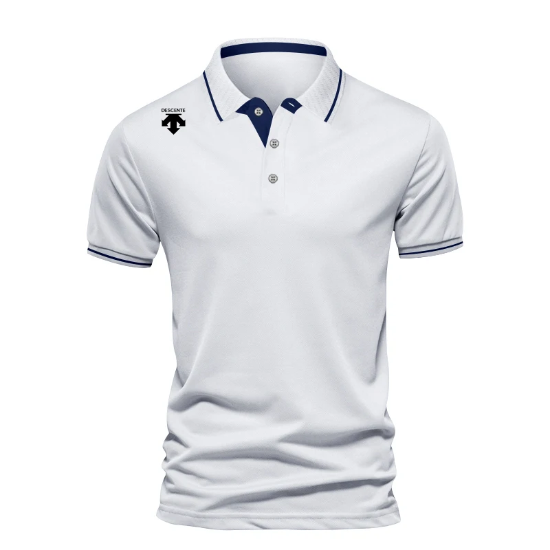 

Embroidered logo brand polo shirt Men's summer cotton polo collar short sleeved high-end T-shirt top business shirt