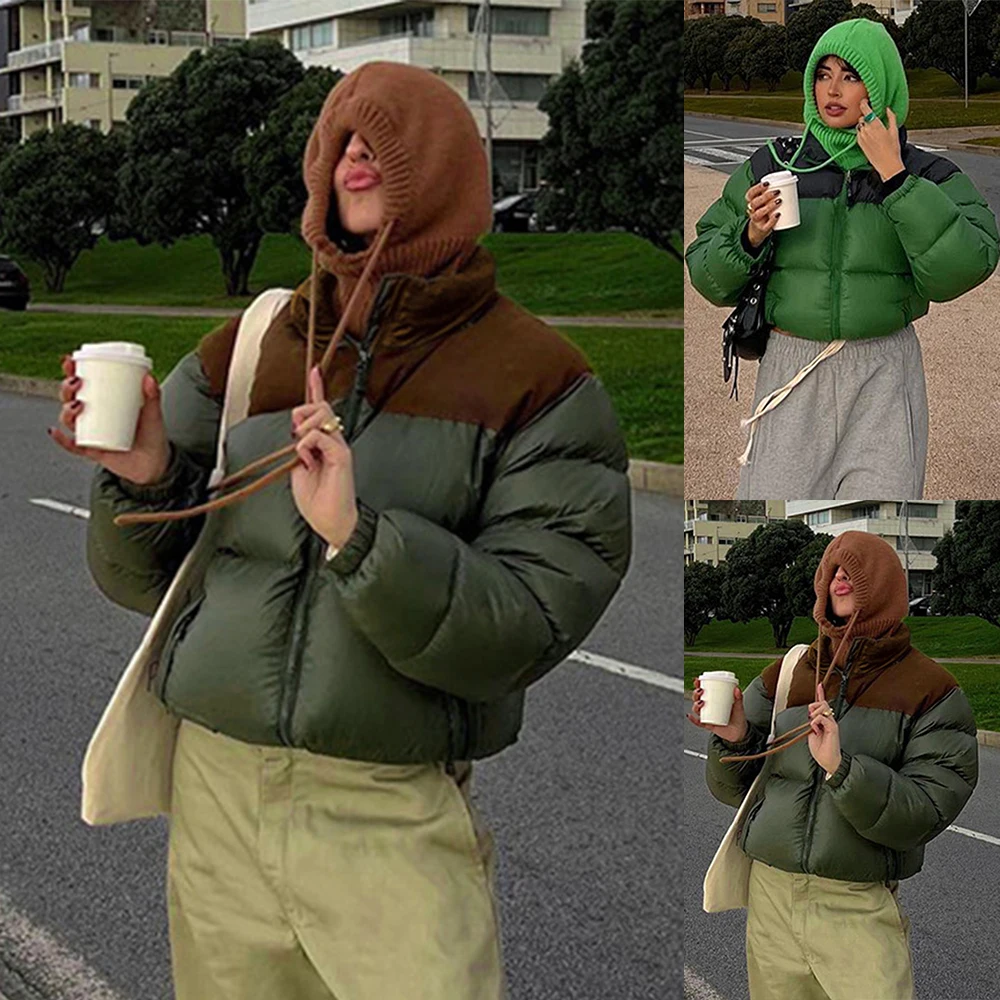 

Women Down Coats Jacket 2022 Winter Casual Panelled Hatless Padded Coat Slim Hipster Jacket Outwear Streetwear Puffer Jackets
