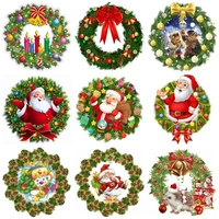 gatyztory 40x40cm painting by numbers paint kit picture coloring christmas wreath home decors on canvas easy for beginner gift