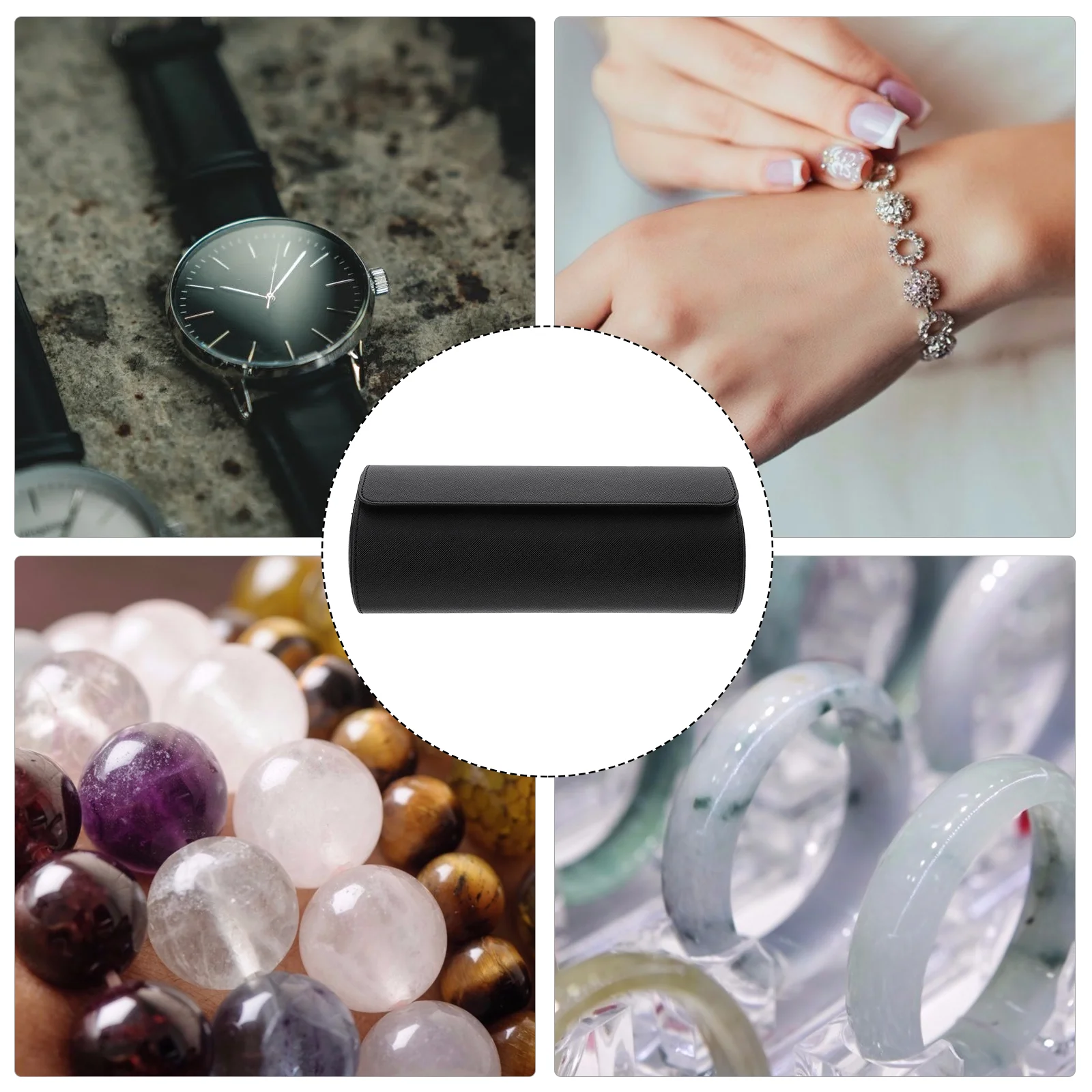 Travel Jewelry Boxes Women Case Elegance Watch Necklace Roll Press Set Back Closer Stand