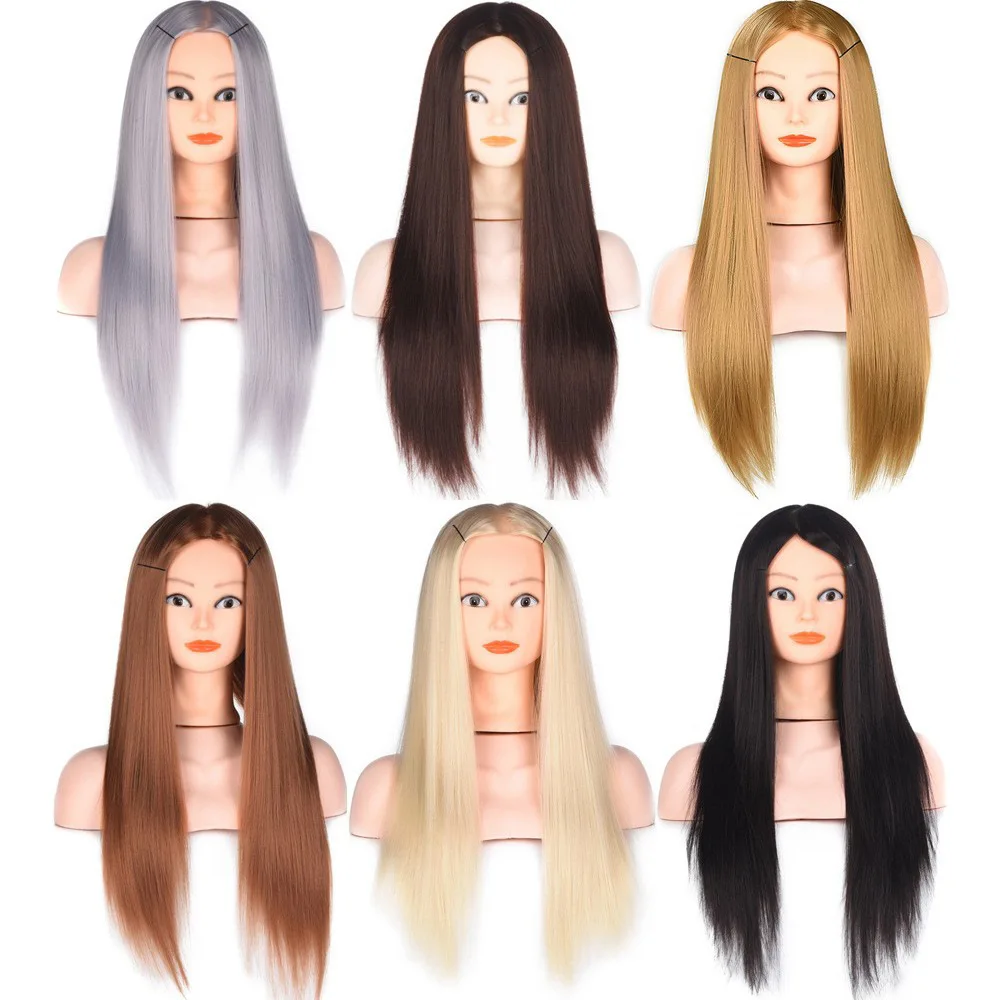 Mannequin Doll Head for Hairstyles 100% High Temperature Fiber Hair Training Head For Hairdresser Practice Hairstyles