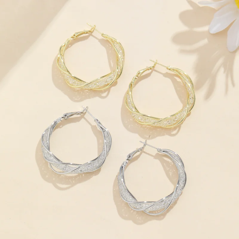 

KERLA Luxury Stainless Steel Hoop Earrings for Women - Fashionable and Versatile Twisted Hollow Circle Design Jewelry Sets