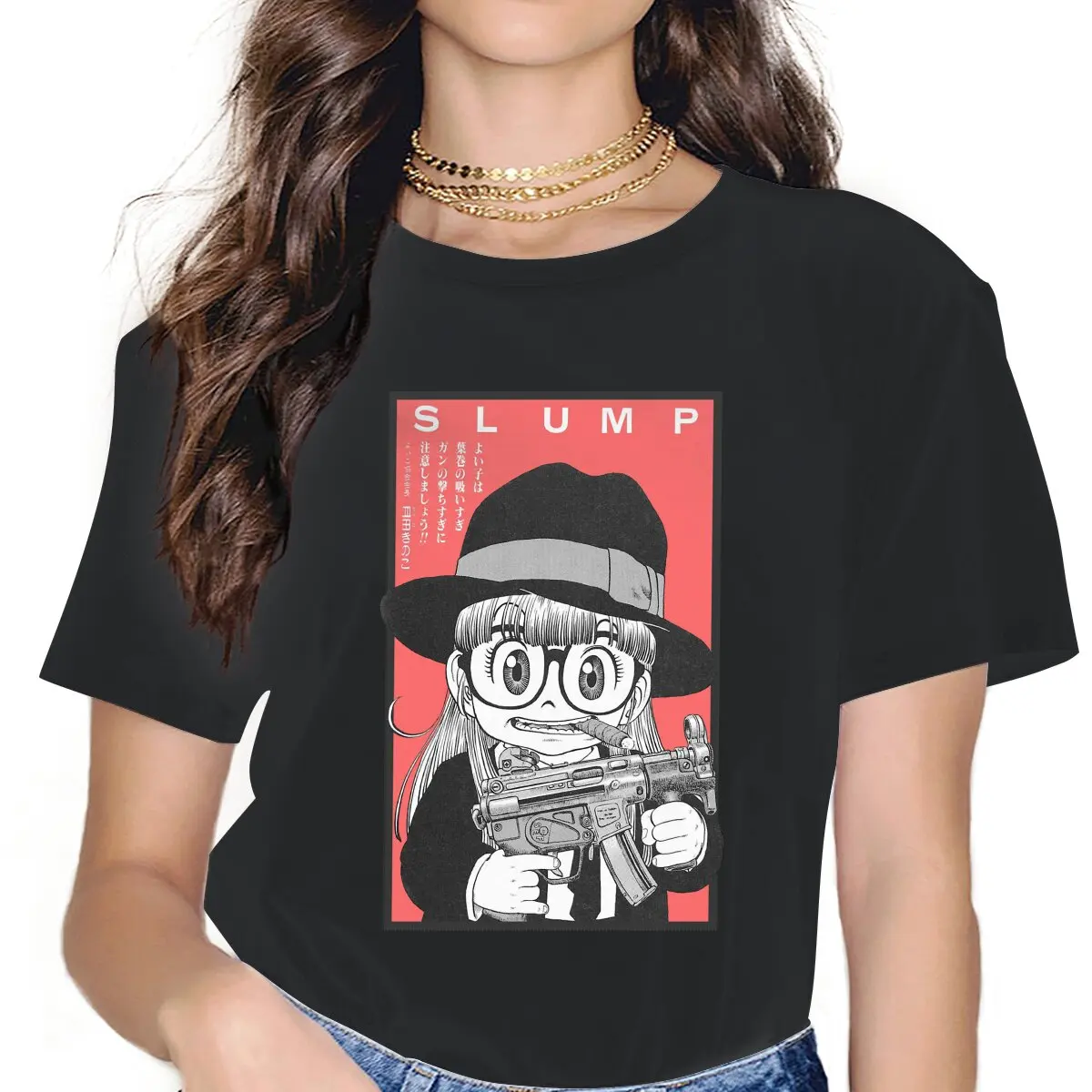 

Красивая Женская футболка с надписью «Dr Slump», Смешные комиксы, 100% хлопковые топы, Веселая футболка с коротким рукавом и круглым вырезом, женс...