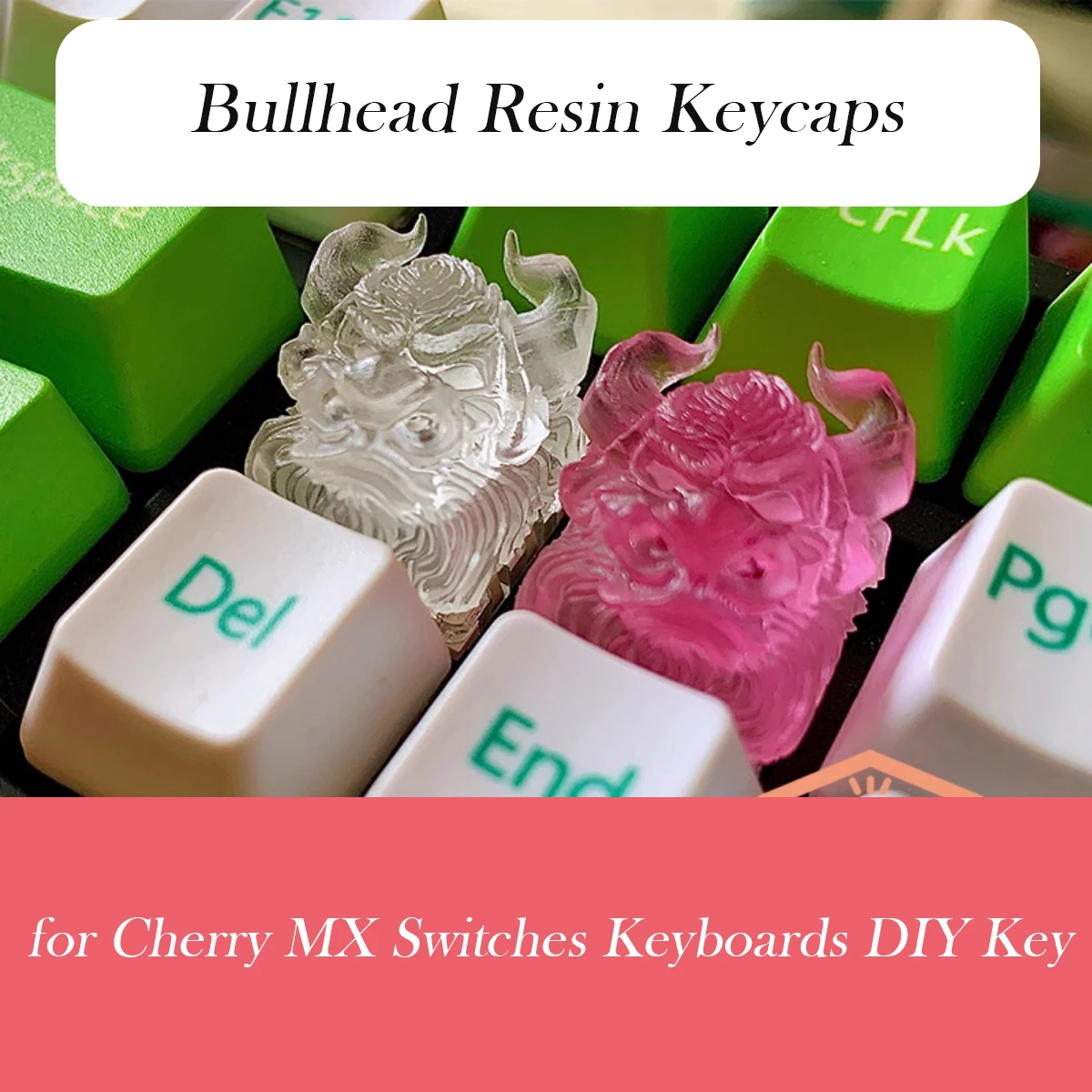 

1 Piece Handmade bullhead resin keycaps personalized translucent cross shaft cherry shaft mechanical keyboard keycaps gift