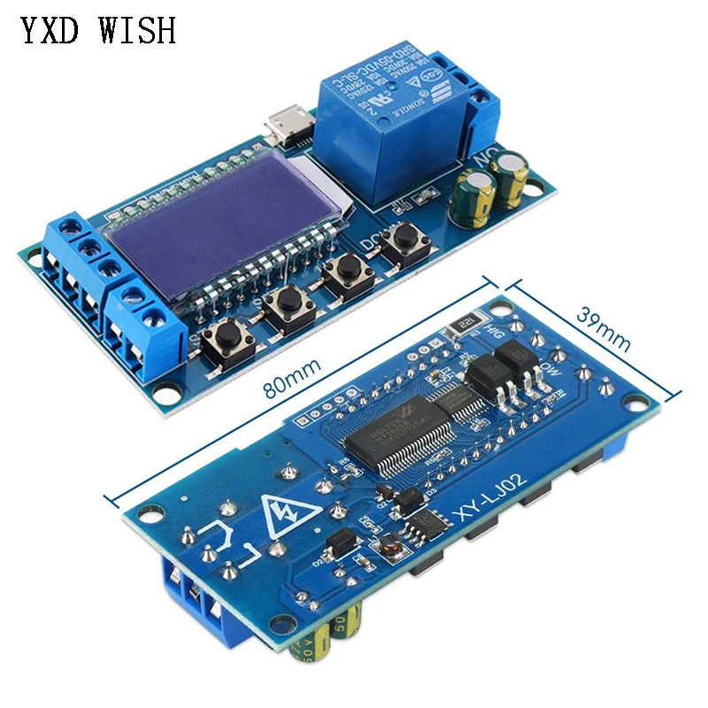 

6-30 в Micro USB цифровой ЖК-дисплей релейный модуль с задержкой времени XY-LJ02 управляющий таймер переключатель фотомодуль