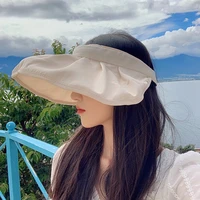 new korean style ladies summer hat foldable sun hat dual purpose hairband women casual hat uv protection travel beach hat