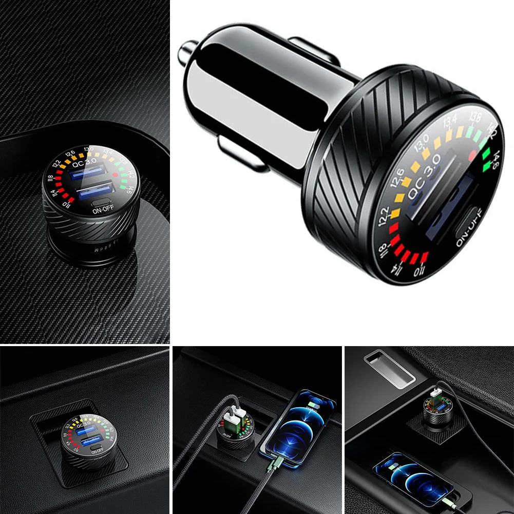 

Car Charger Dual USB Socket Phone Fast Charging W/LED Voltmeter ON OFF Switch Support QC 3.0 Dc 12-24v Fast Charging Support
