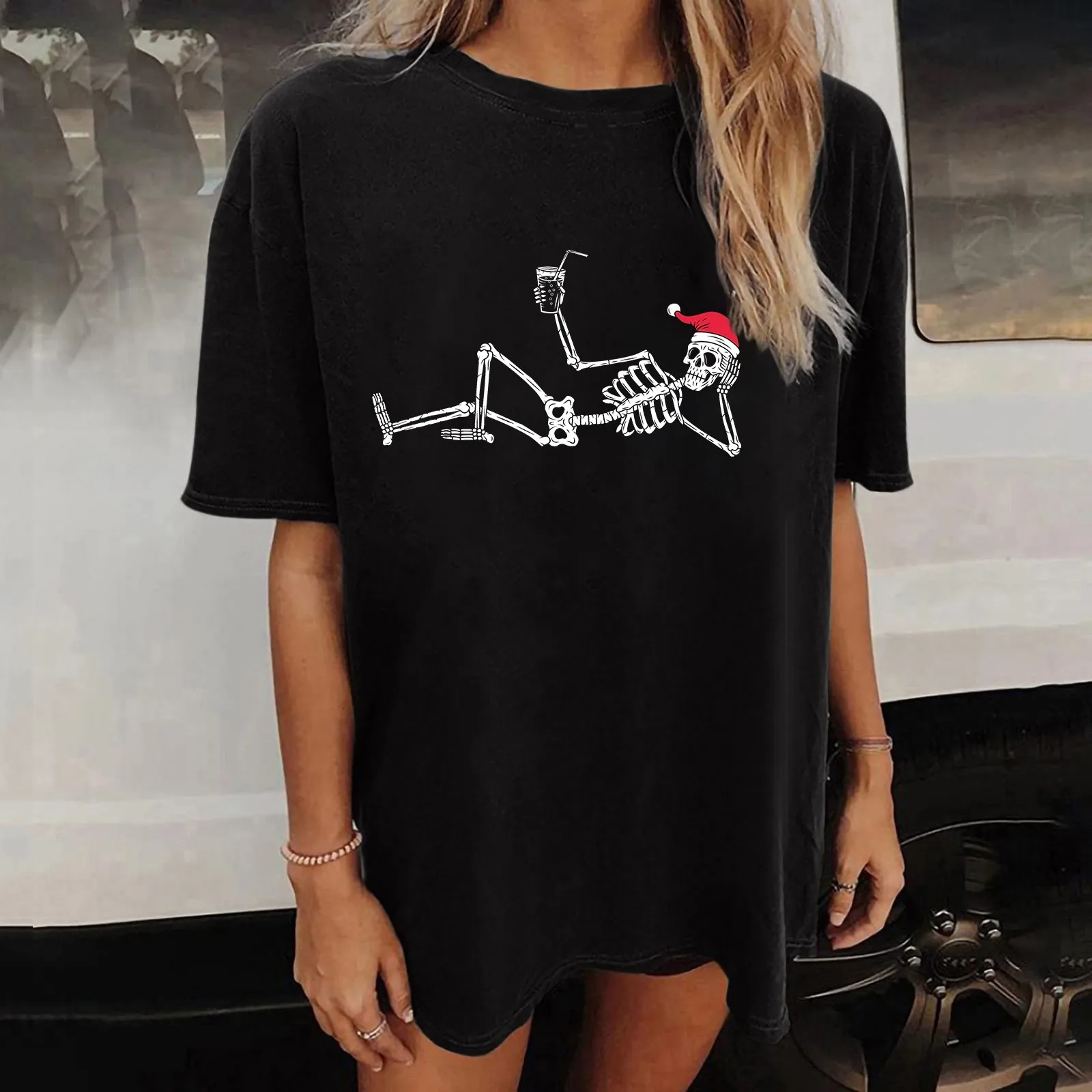 

Christmas Womens Short Sleeve Crew Neck Dance Skeleton Light Long Sleeve Women Tees Women Womens Graphic Long Sleeve T Shirts