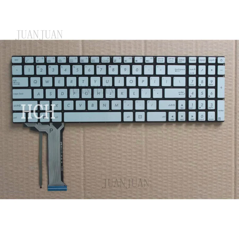 Фото Клавиатура A+ для ASUS GL551 GL551J GL551JK GL551JM GL551JW GL551JX с подсветкой, американская раскладка, серебристая №1
